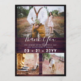 Cartão De Agradecimento RUSTIC Obrigado Foto de Casamento Púrpura