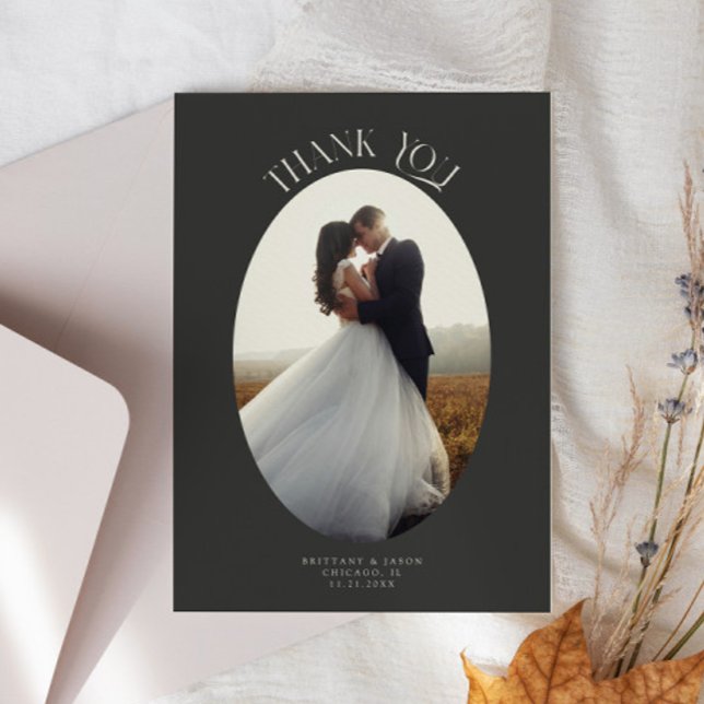 Cartão De Agradecimento Rustic Obrigado Oval Frame Charcarbonet Foto De Ca (Criador carregado)