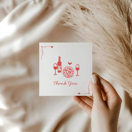 Cartão De Agradecimento Rustic Pizza & Wine Noivado