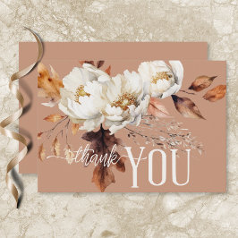 Cartão De Agradecimento Rustic Rust Cream & Brown Fall Floral Wedes