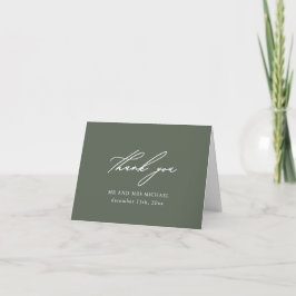 Cartão De Agradecimento Rustic Sage Green com Obrigado Script Weding