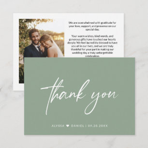 Cartão De Agradecimento Rustic Sage Green - Foto de casamento casual de Sc