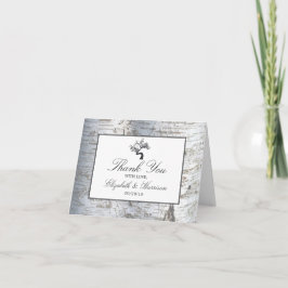 Cartão De Agradecimento Rustic Silver Birch Tree Wedding Thank You
