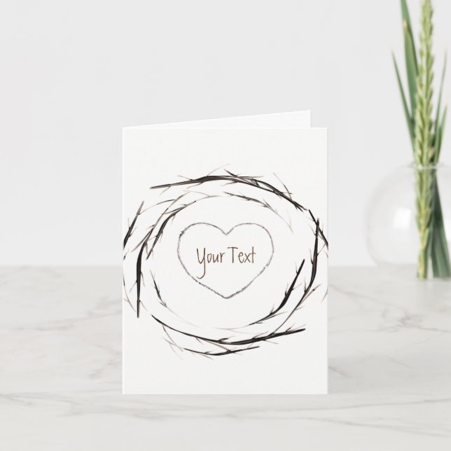 Cartão De Agradecimento Rustic Sticks Twigs Branch Wreath Obrigado (Frente)