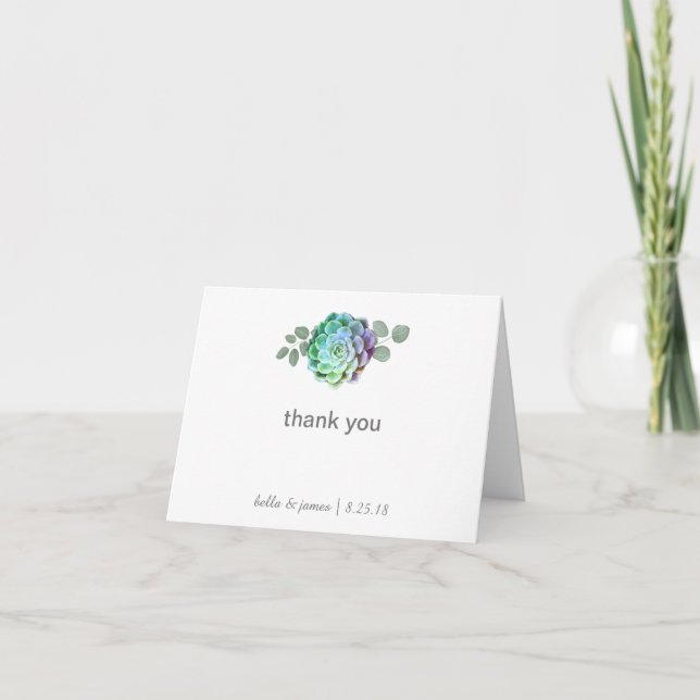 Cartão De Agradecimento Rustic Succulents Wedding Thank You Note Cards (Frente)
