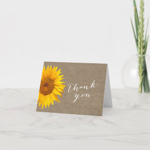 Cartão De Agradecimento Rustic Sunflower Burlap Baby Shower Thank You