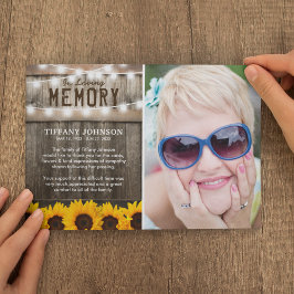 Cartão De Agradecimento Rustic Sunflower Funeral Obrigado