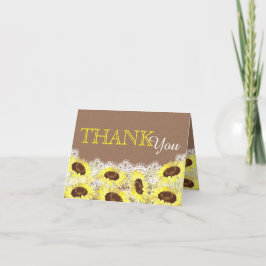 Cartão De Agradecimento Rustic Sunflower Lace Thank You