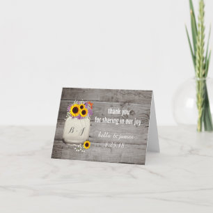 Cartão De Agradecimento Rustic Sunflower Wedding Thank You Notecards