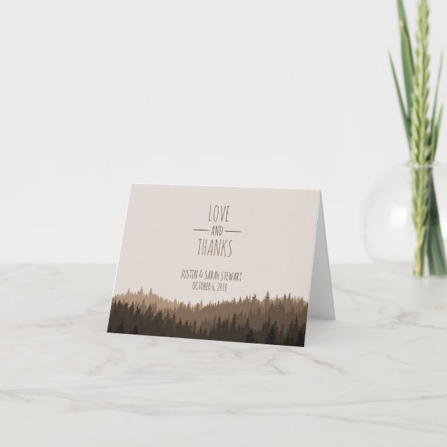Cartão De Agradecimento Rustic Thank You card for a Mountain wedding (Frente)
