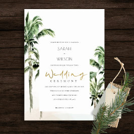 Cartão De Agradecimento Rustic Tropical Beach Palm Trees Wedding Invite