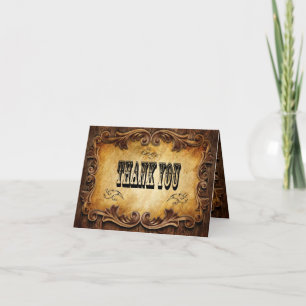 Cartão De Agradecimento rustic typography western country wedding