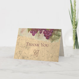 Cartão De Agradecimento Rustic Vineyard Wine Country Wedding Monogram