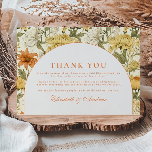 Cartão De Agradecimento Rustic Vintage Floral Wedding (Criador carregado)