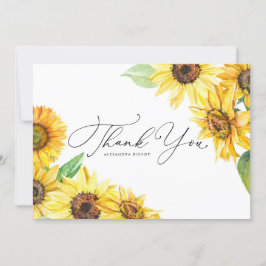 Cartão De Agradecimento Rustic Watercolor Girassóis Flores Florais Casamen