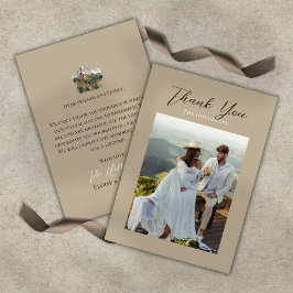 Cartão De Agradecimento Rustic Watercolor Mountain Wedding Thank You Card