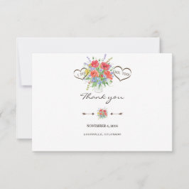 Cartão De Agradecimento Rustic Watercolor Wild Flowers Casamento Obrigado