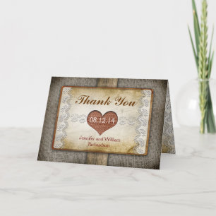 Cartão De Agradecimento rustic wedding thank you cards