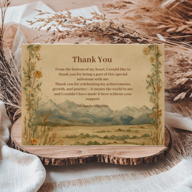 Cartão De Agradecimento Rustic Wildflower Mountain Birthday (Criador carregado)