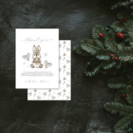 Cartão De Agradecimento Rustic Winter Bunny Ice Skate Baby Shower