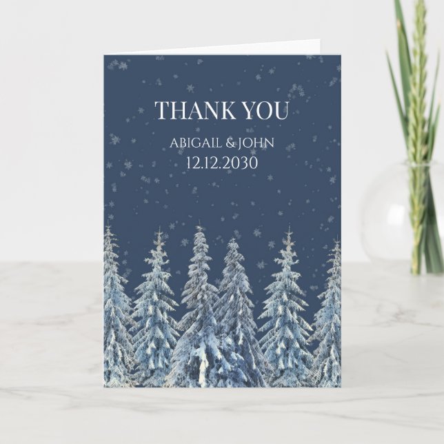 Cartão De Agradecimento Rustic Winter Forest Wedding Thank You Card (Frente)
