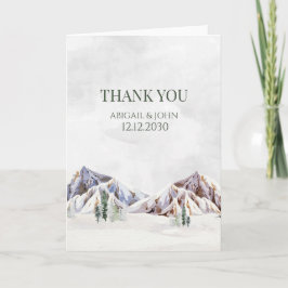 Cartão De Agradecimento Rustic Winter Mountain Wedding Thank You Card