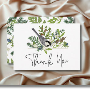 Cartão De Agradecimento Rustic Winter Nature & Pine Weding