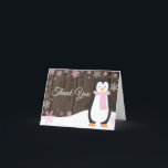 Cartão De Agradecimento Rustic Winter Penguin Snowflake Pink<br><div class="desc">Rustic Winter Penguin Snowflake Pink Thank You Card</div>