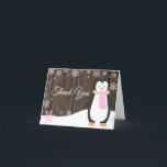 Cartão De Agradecimento Rustic Winter Penguin Snowflake Pink<br><div class="desc">Rustic Winter Penguin Snowflake Pink Thank You Card</div>