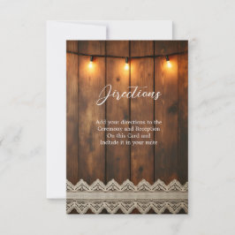 Cartão De Agradecimento Rustic Wood and Lace Directions Enclosure Card