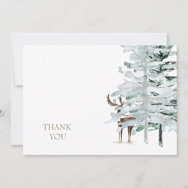 Cartão De Agradecimento Rustic Woodland Deer Personalized Thank You Card (Frente)