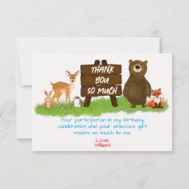 Cartão De Agradecimento Rustic Woodland Forest Animals Birthday 