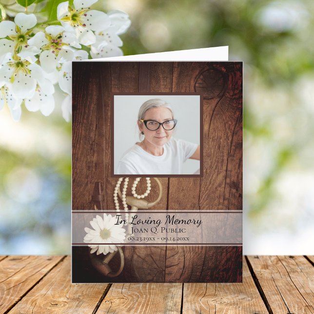 Cartão De Agradecimento Rústica Daisy Horse Bit Western Funeral Simpatia (Criador carregado)