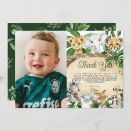 Cartão De Agradecimento Rústica Selva Animais Madeiras Verde Foto de Anive