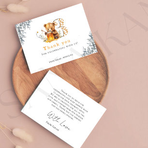 Cartão De Agradecimento Rústico Mínimo aniversário de 3 anos de mel de urs