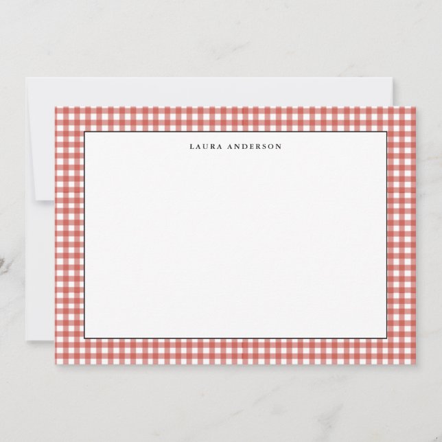 Cartão De Agradecimento Rústico simples vermelho e branco xadrez liso (Frente)