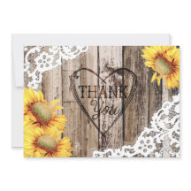 Rústico Sunflower Wood Lace e Heart Obrigado