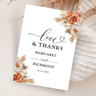 Cartão De Agradecimento Rusty Terracotta Peony Casamento Floral Obrigado