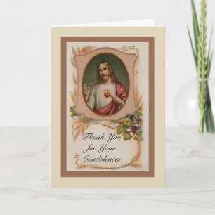 Cartão De Agradecimento Sacred Heart Catholic Condolence Thank You