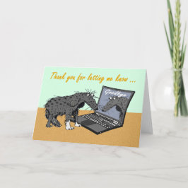 Cartão De Agradecimento Sad dog and lap top computer,Goodbye.