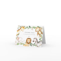 Safari Animals Baby Shower Thank You Card