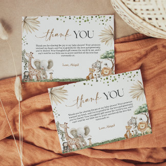 Cartão De Agradecimento Safari Animals Gender Neutral Baby Shower Thank Yo