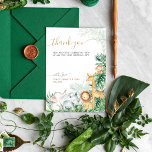 Cartão De Agradecimento Safari Bebês Chá de fraldas Verde<br><div class="desc">Um pouco selvagem está a caminho? Claro que você comemorará! Este design de Safari de Bebês ajuda-te a planejar um Chá de fraldas excelente!</div>
