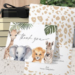 Cartão De Agradecimento Safari Bebês Selvagens Um Chá Bebê<br><div class="desc">Apresentando o Cartões de agradecimentos de Chá "Safari Baby Children Boy" da PixeliDesigns, a maneira perfeita de expressar sua gratidão após um chá de fraldas memorável. Projetado com um encantador tema "Animais Safari Selvagens Um", este cartão dobrado de 4 x 5, 6 polegadas apresenta ilustrações adoráveis de uma girafa, um...</div>