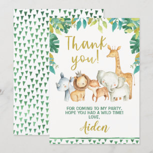 Cartão de Agradecimento Safari do Menino Selvagem