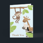 Cartão De Agradecimento Safari Friends Birthday<br><div class="desc">Gráficos © Cocoa Studio</div>