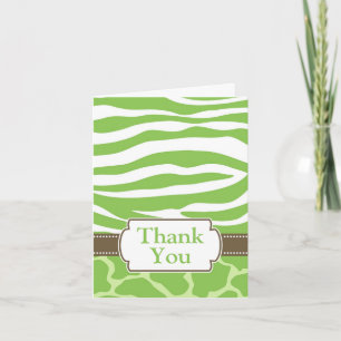 Cartão De Agradecimento Safari Print Thank You Card - Green