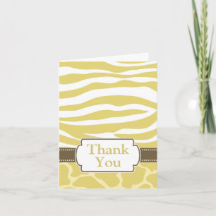 Cartão De Agradecimento Safari Print Thank You Card - Yellow