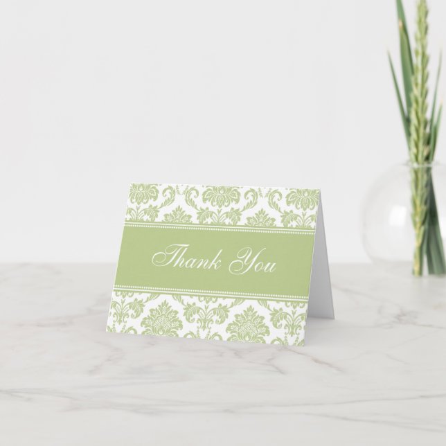 Cartão De Agradecimento Sage Damask Thank You Cards (Frente)