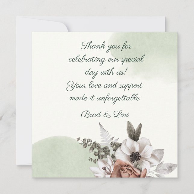 Cartão De Agradecimento Sage Floral de Amor Eterno (Frente)